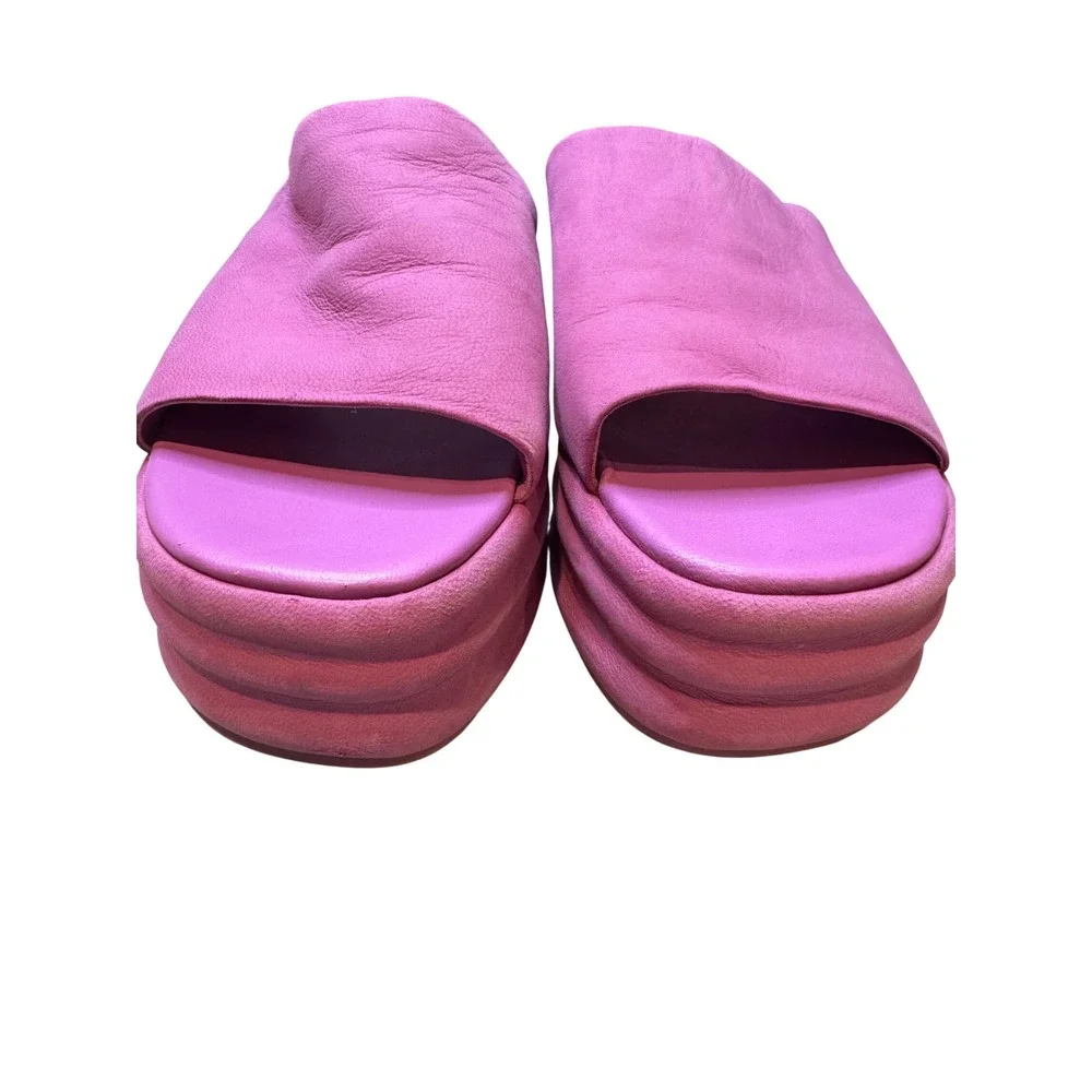 Free‎ People Pink Leather Platform Slide Sandals Women's Size 39.5